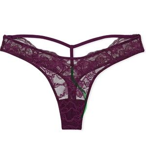 Victoria’s Secret Elegant Lace Thong in Grape/Purple